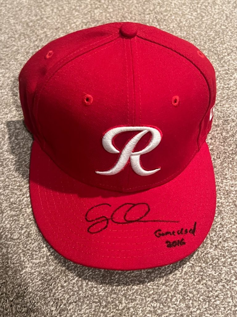 SIGNED GAME USED BASEBALL HAT WORN AUTO CASEY COLEMAN TACOMA RAINIERS MILB 7 1/8