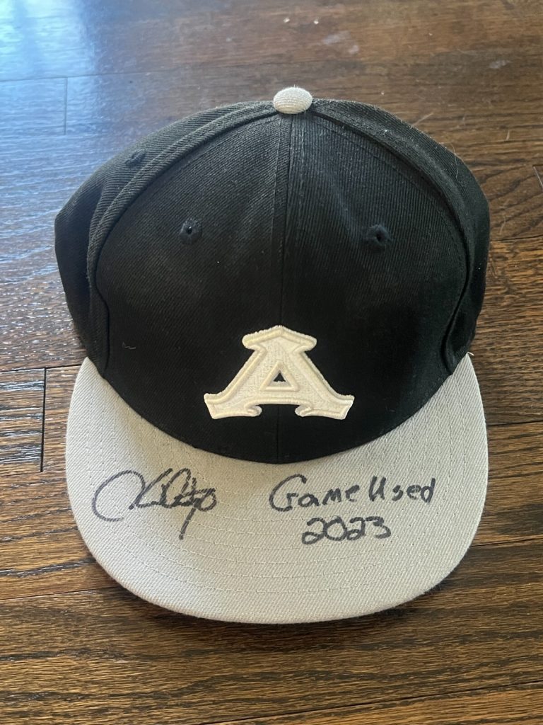 HECTOR SANTIAGO SIGNED GAME USED BASEBALL HAT AUTO LMB ACEREROS DE MONCLOVA WORN