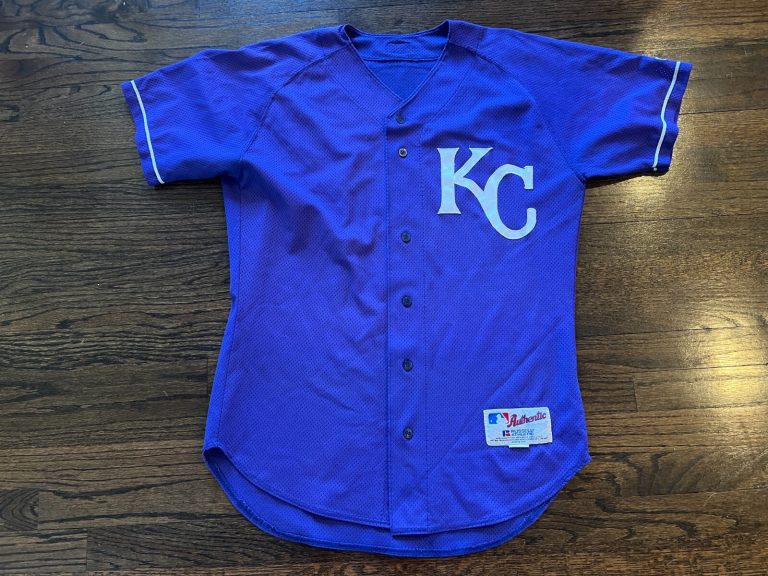 JOHN MIZEROCK GAME USED ST/BP KANSAS CITY ROYALS BASEBALL JERSEY COACH