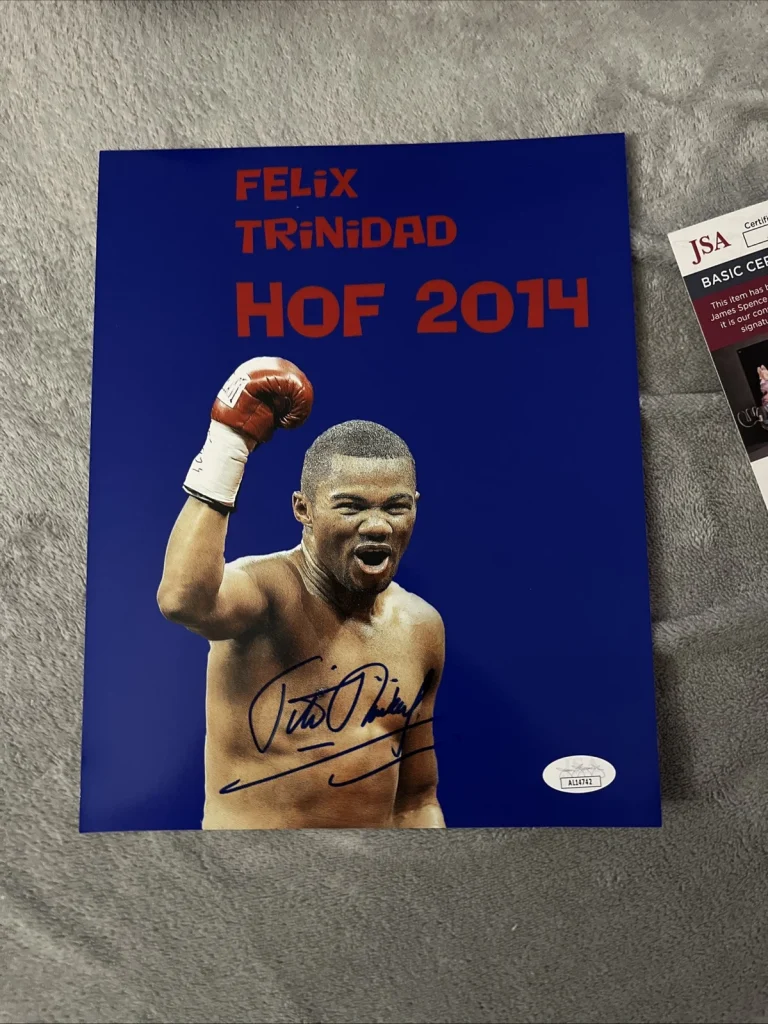 BOXING HALL OF FAMER FELIX TITO TRINIDAD SIGNED AUTOGRAPHED PHOTO JSA COA
