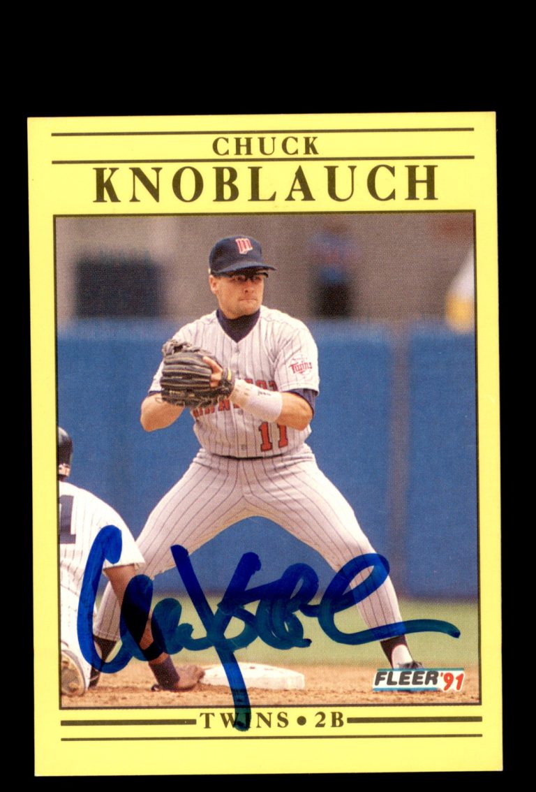 Signed Baseball Card Auto 1991 Fleer Update #U-37 Chuck Knoblauch