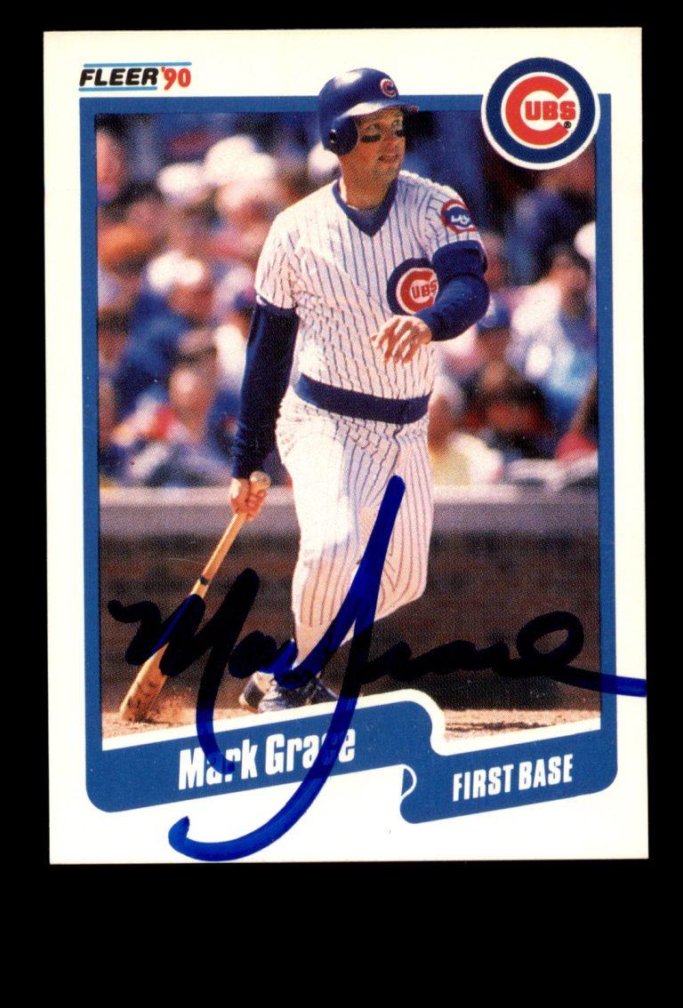 Signed Baseball Card Auto 1990 Fleer #32 Mark Grace Chicago Cubs