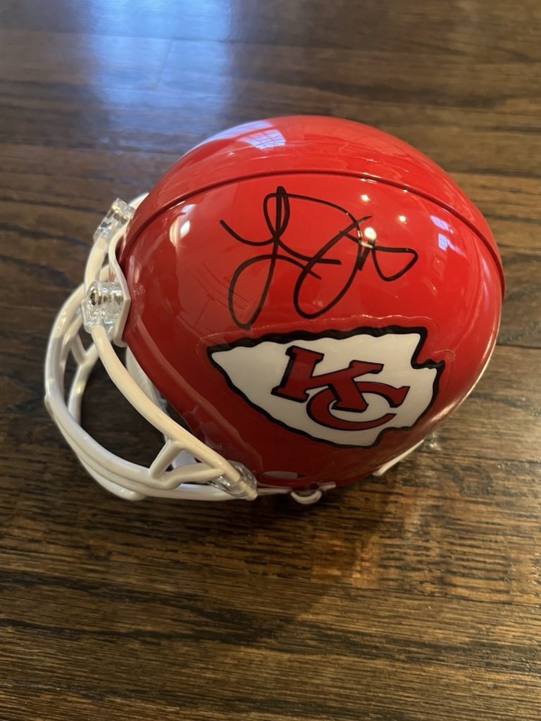 SIGNED FOOTBALL MINI HELMET AUTO KANSAS CITY CHIEFS LARRY JOHNSON PENN STATE RB