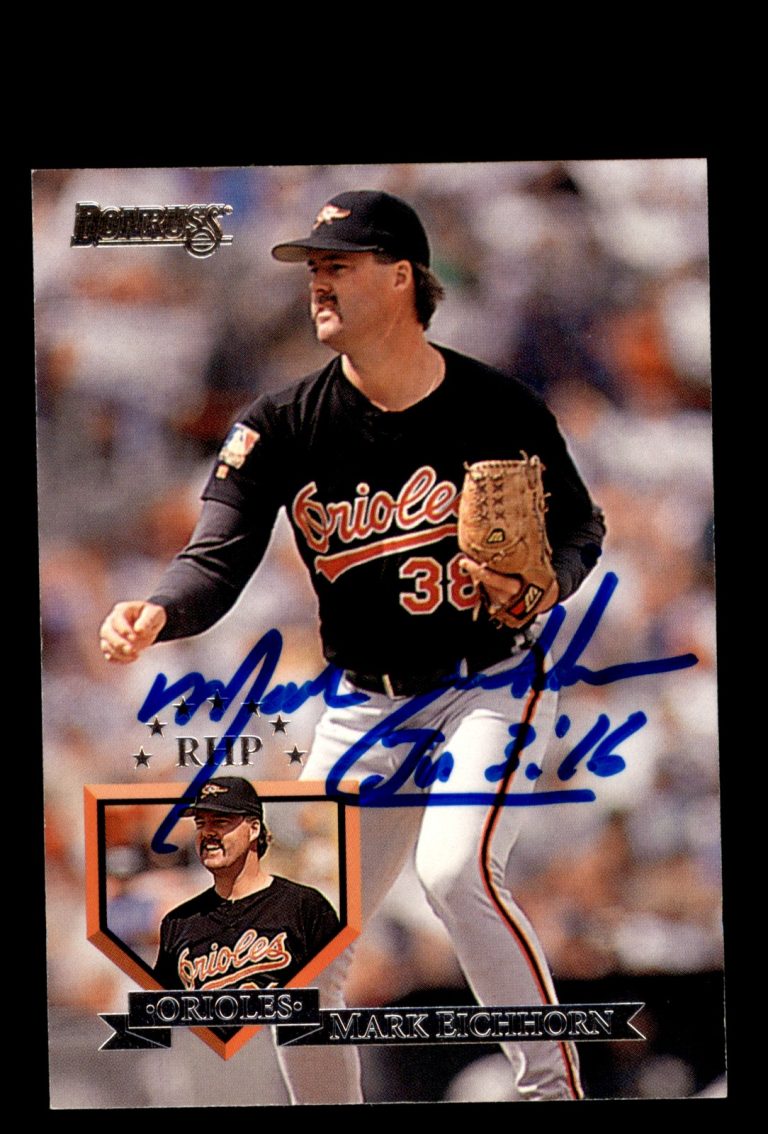 Signed Baseball Card Auto 1995 Donruss #475 Mark Eichhorn Baltimore Orioles