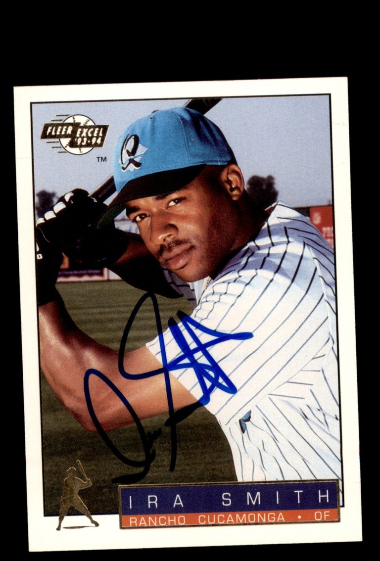 Signed Baseball Card Auto 1993-94 Fleer Excel #286 Ira Smith Quakes