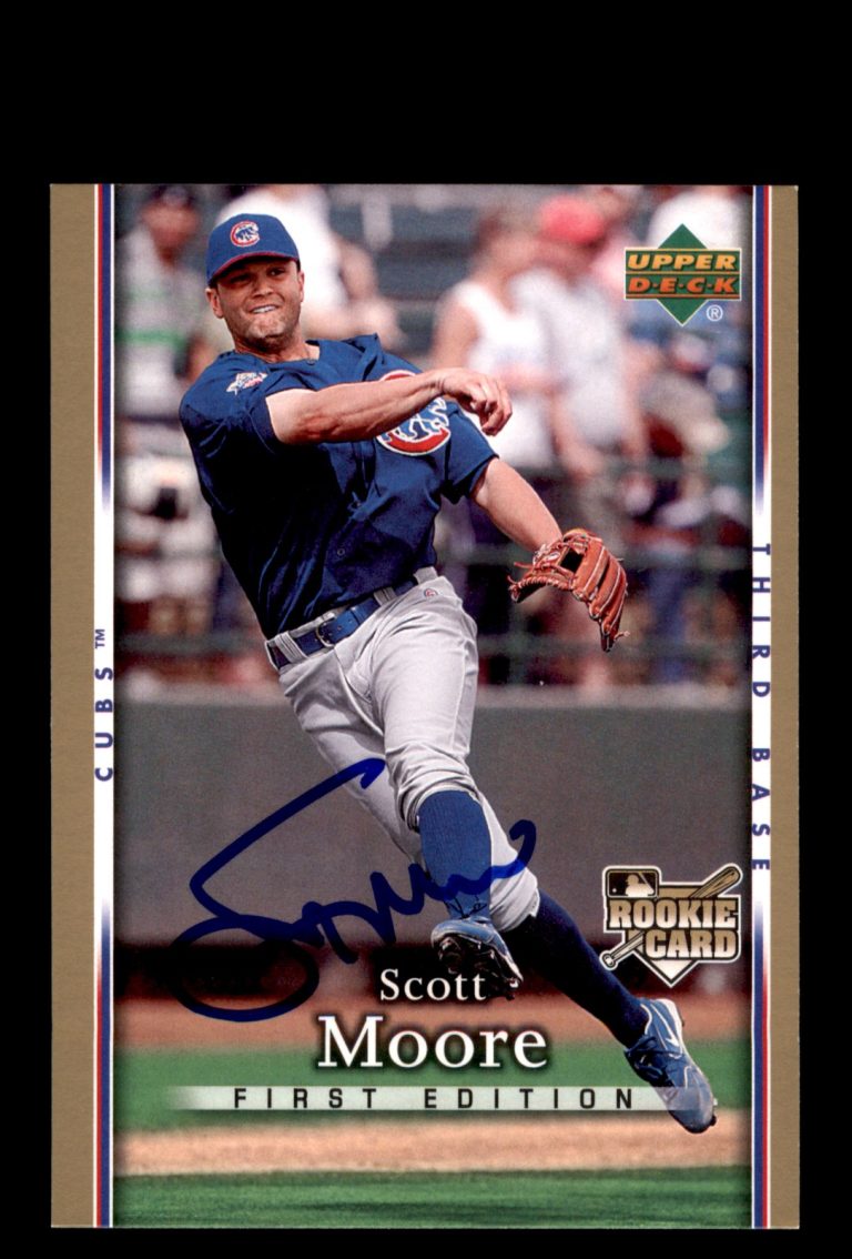 Signed Baseball Card Auto 2007 Upper Deck First Edition #7 Scott Moore Cubs