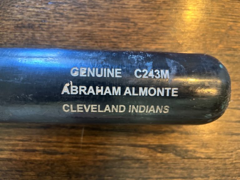 ABRAHAM ALMONTE GAME USED BASEBALL BAT CLEVELAND INDIANS ROYALS RED SOX METS