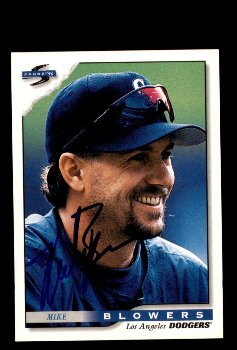 Signed Baseball Card Auto 1996 Score #295 Mike Blowers Los Angeles Dodgers