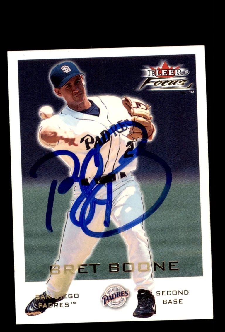 Signed Baseball Card Auto 2001 Fleer Focus #127 Bret Boone San Diego Padres