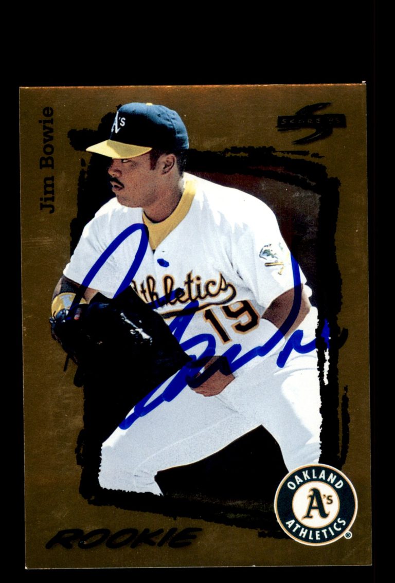 Signed Baseball Card Auto 1995 Score #598 Jim Bowie Athletics Gold Rush