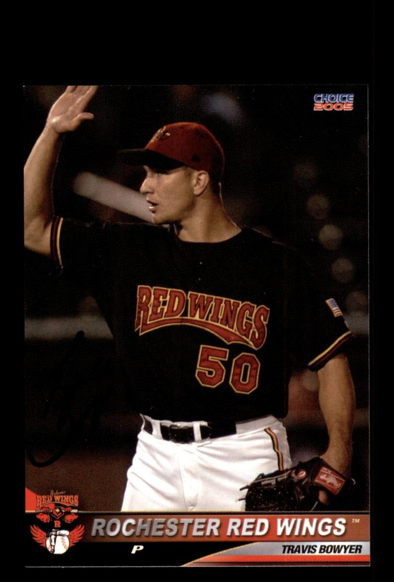 Signed Baseball Card Auto 2005 Choice Rochester Red Wings #6 Travis Bowyer