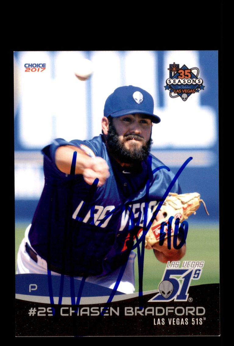 Signed Baseball Card Auto 2017 Choice Las Vegas 51s #03 Chasen Bradford