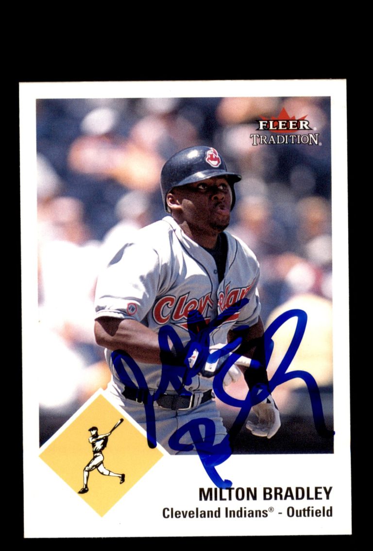 Signed Baseball Card Auto 2003 Fleer Tradition #122 Milton Bradley Indians