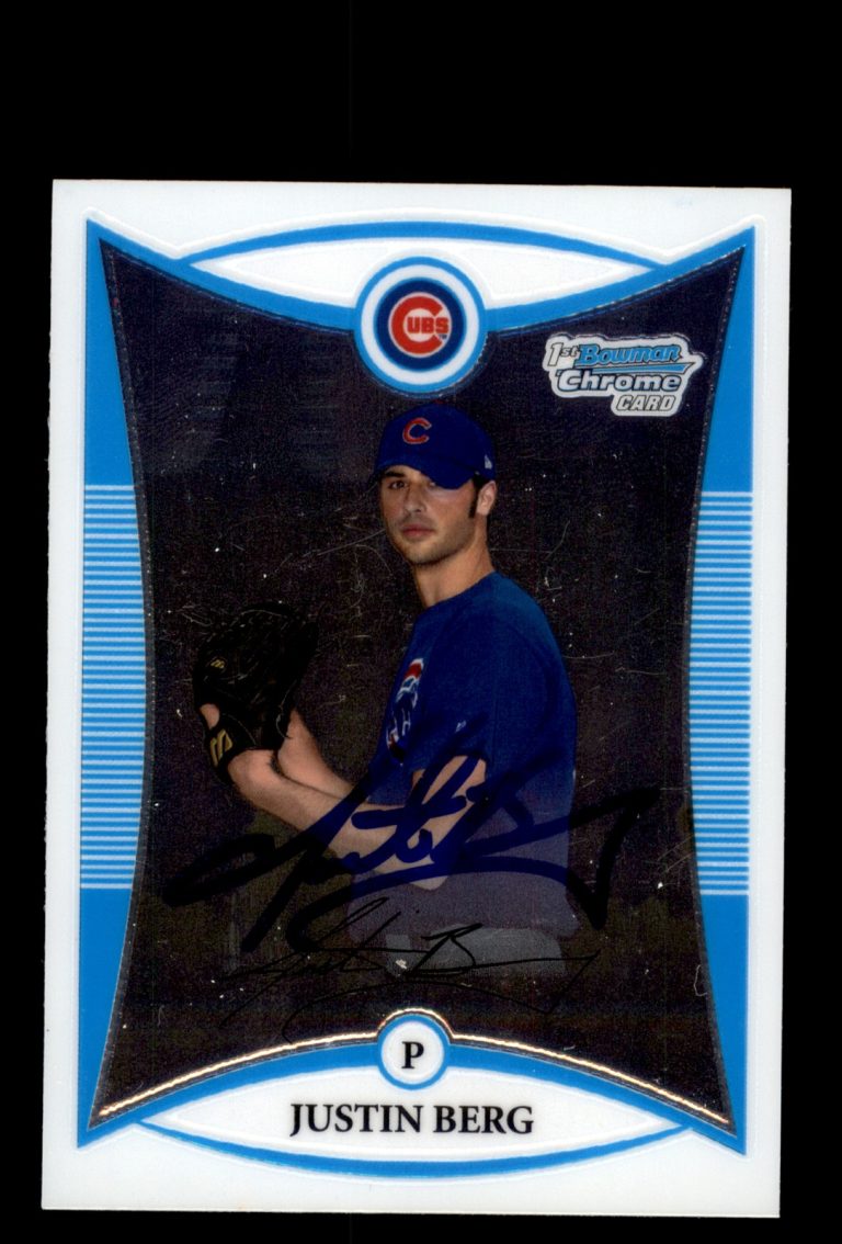 Signed Baseball Card Auto 2008 Bowman Chrome #BCP17 Justin Berg Chicago Cubs