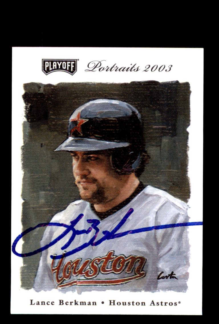 Signed Baseball Card Auto 2003 Playoff Portraits #20 Lance Berkman Astros