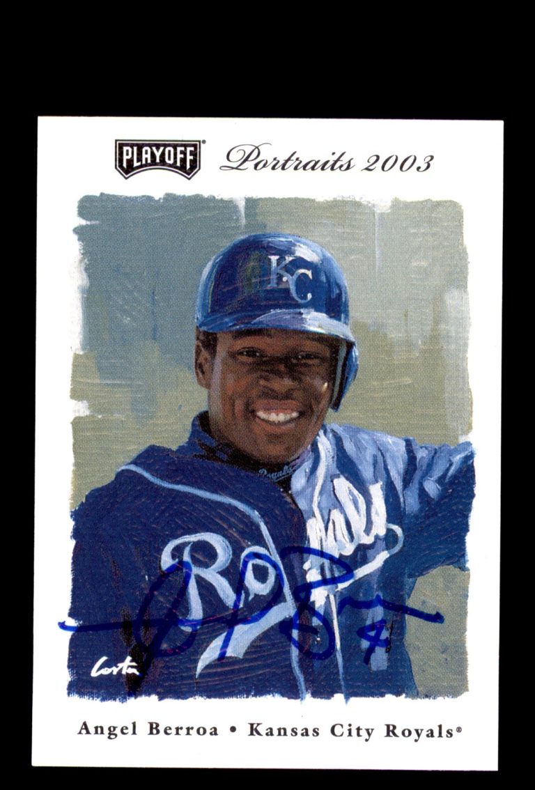 Signed Baseball Card Auto 2003 Playoff Portraits #90 Angel Berroa KC Royals