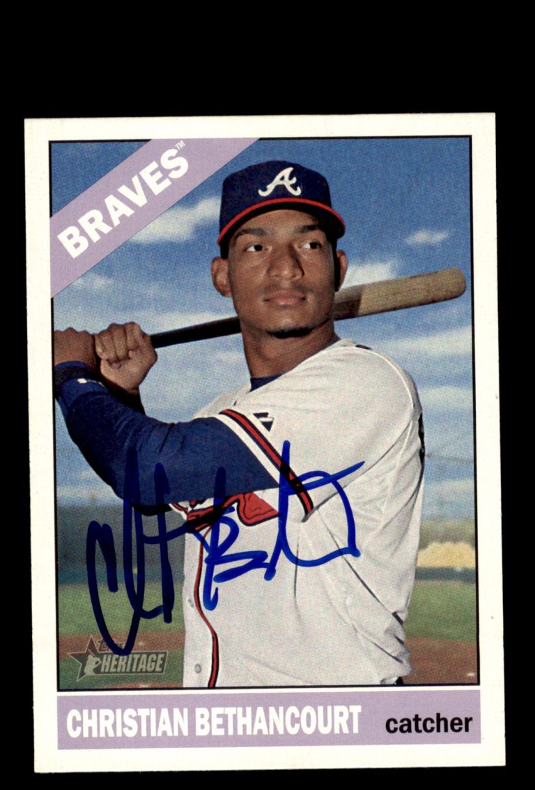 Signed Baseball Card Auto 2015 Topps Heritage #654 Christian Bethancourt Braves