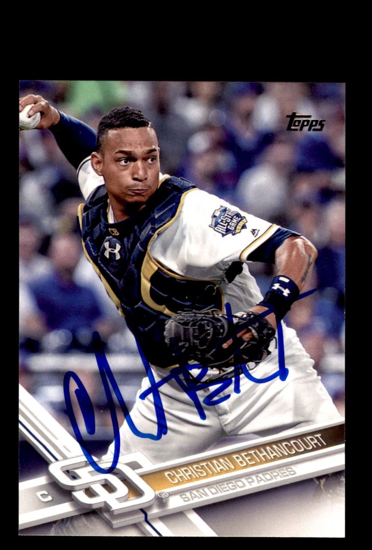 Signed Baseball Card Auto 2017 Topps #697 Christian Bethancourt San Diego Padres