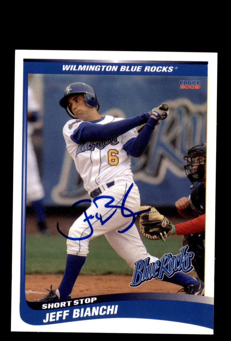 Signed Baseball Card Auto 2009 Choice Wilmington Blue Rocks #3 Jeff Bianchi