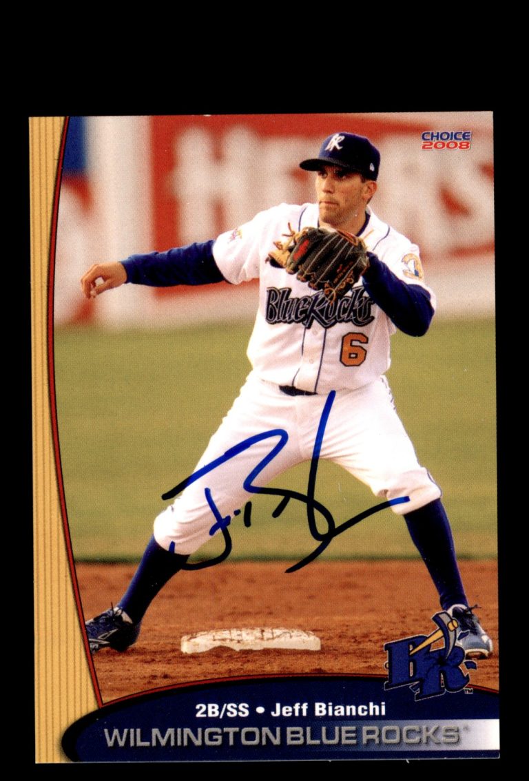 Signed Baseball Card Auto 2008 Choice Wilmington Blue Rocks #3 Jeff Bianchi