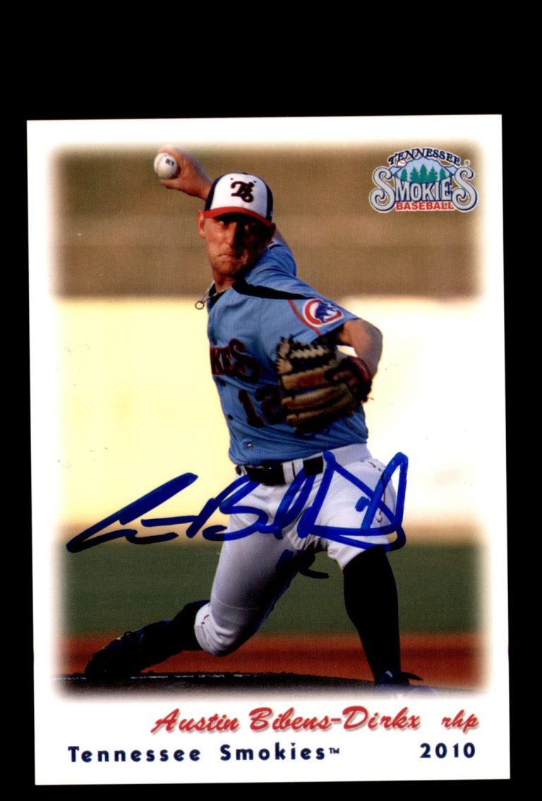 Signed Baseball Card Auto 2010 Grandstand Tennessee Smokies Austin Bibens-Dirkx