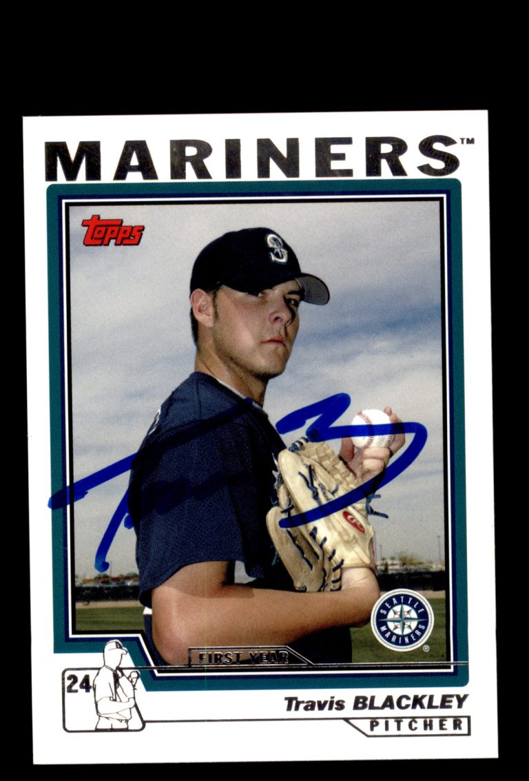 Signed Baseball Card Auto 2004 Topps #1 Travis Blackley Seattle Mariners