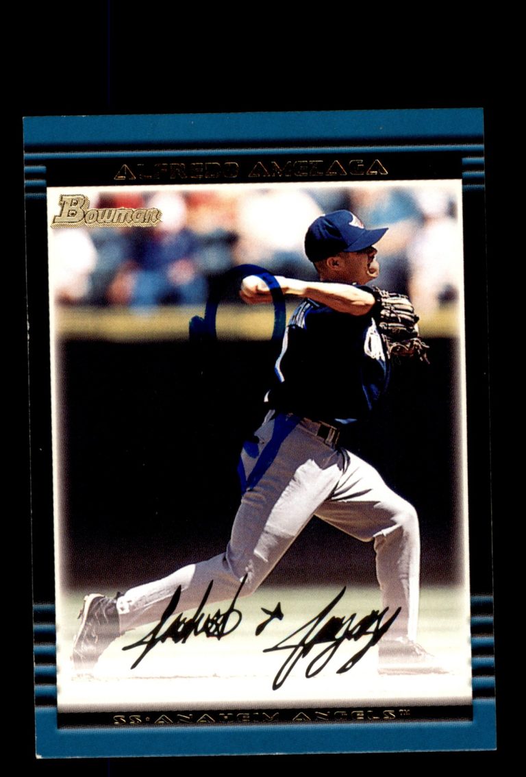 Signed Baseball Card Auto 2002 Bowman #434 Alfredo Amezaga Anaheim Angels