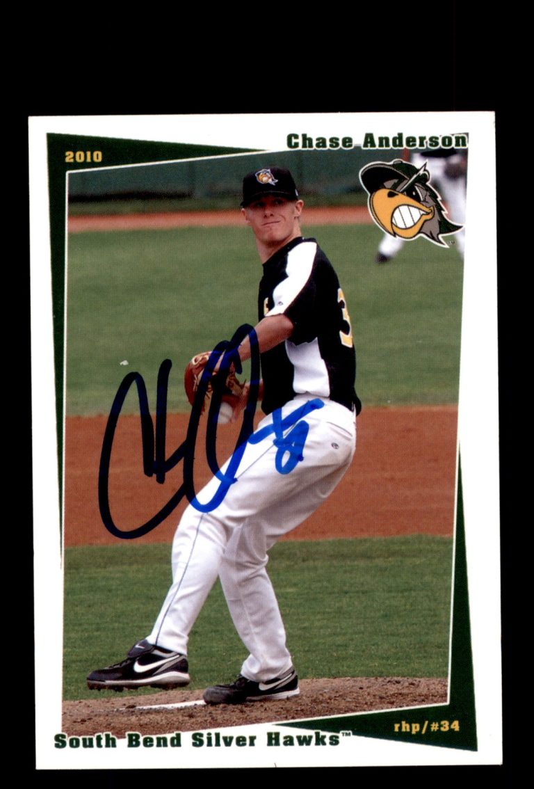 Signed Baseball Card Auto 2010 Grandstand South Bend Silver Hawks Chase Anderson