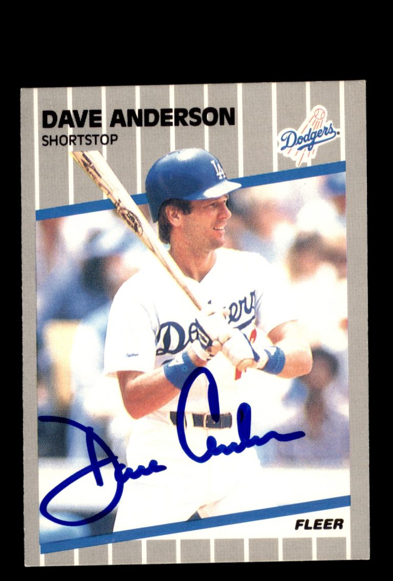Signed Baseball Card Auto 1989 Fleer #53 Dave Anderson Los Angeles Dodgers