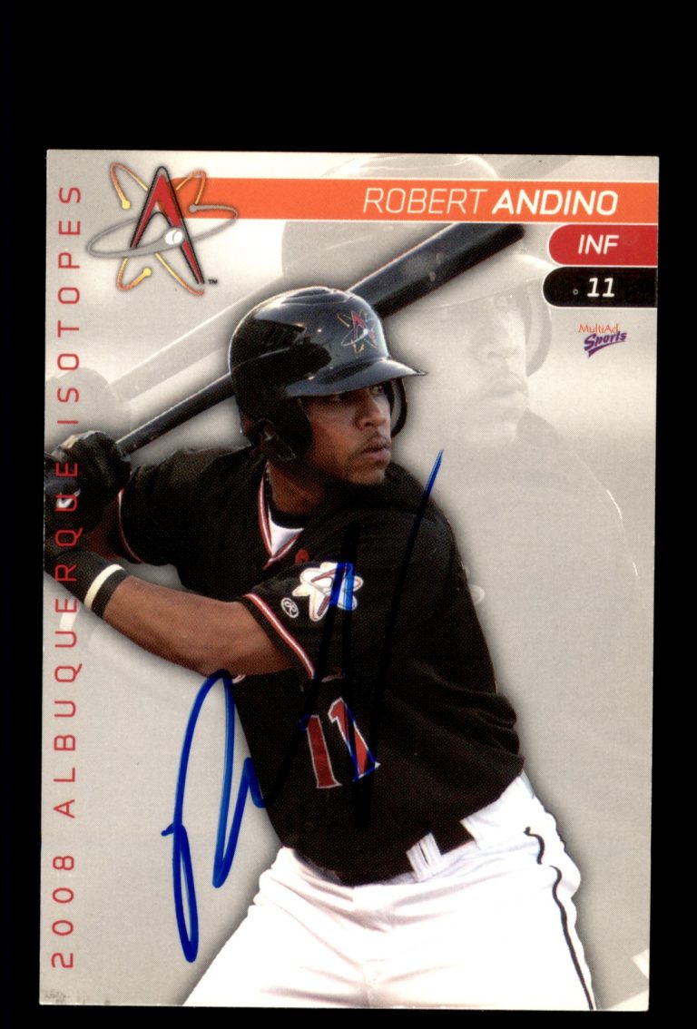 Signed Baseball Card Auto 2008 MultiAd Albuquerque Isotopes #6 Robert Andino