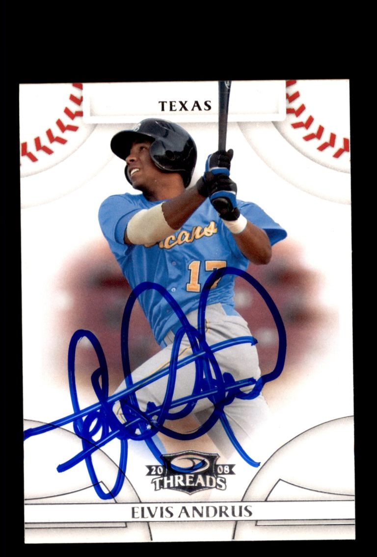 Signed Baseball Card Auto 2008 Donruss Threads #100 Elvis Andrus Texas Rangers