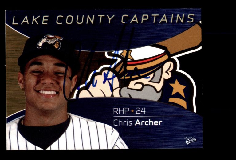 Signed Baseball Card Auto 2008 MultiAd Lake County Captains #1 Chris Archer