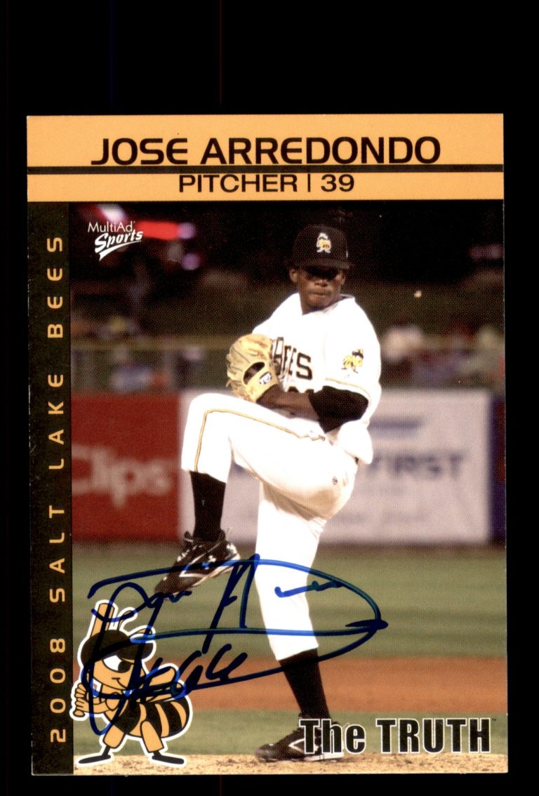 Signed Baseball Card Auto 2008 DAV #34 Jose Arredondo Salt Lake Bees