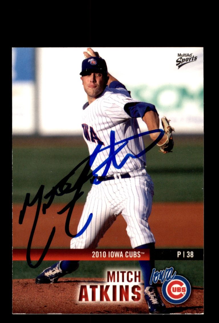 Signed Baseball Card Auto 2010 MultiAd Iowa Cubs #10 Mitch Atkins