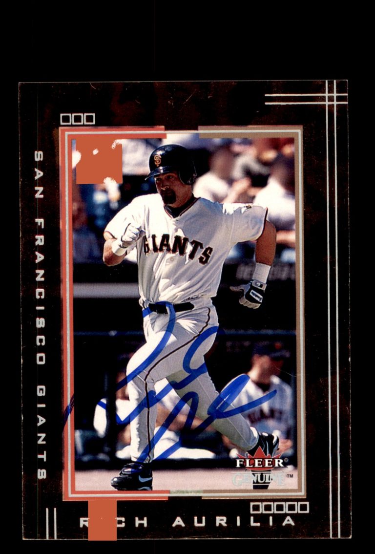 Signed Baseball Card Auto 2002 Fleer Genuine #22 Rich Aurilia Giants