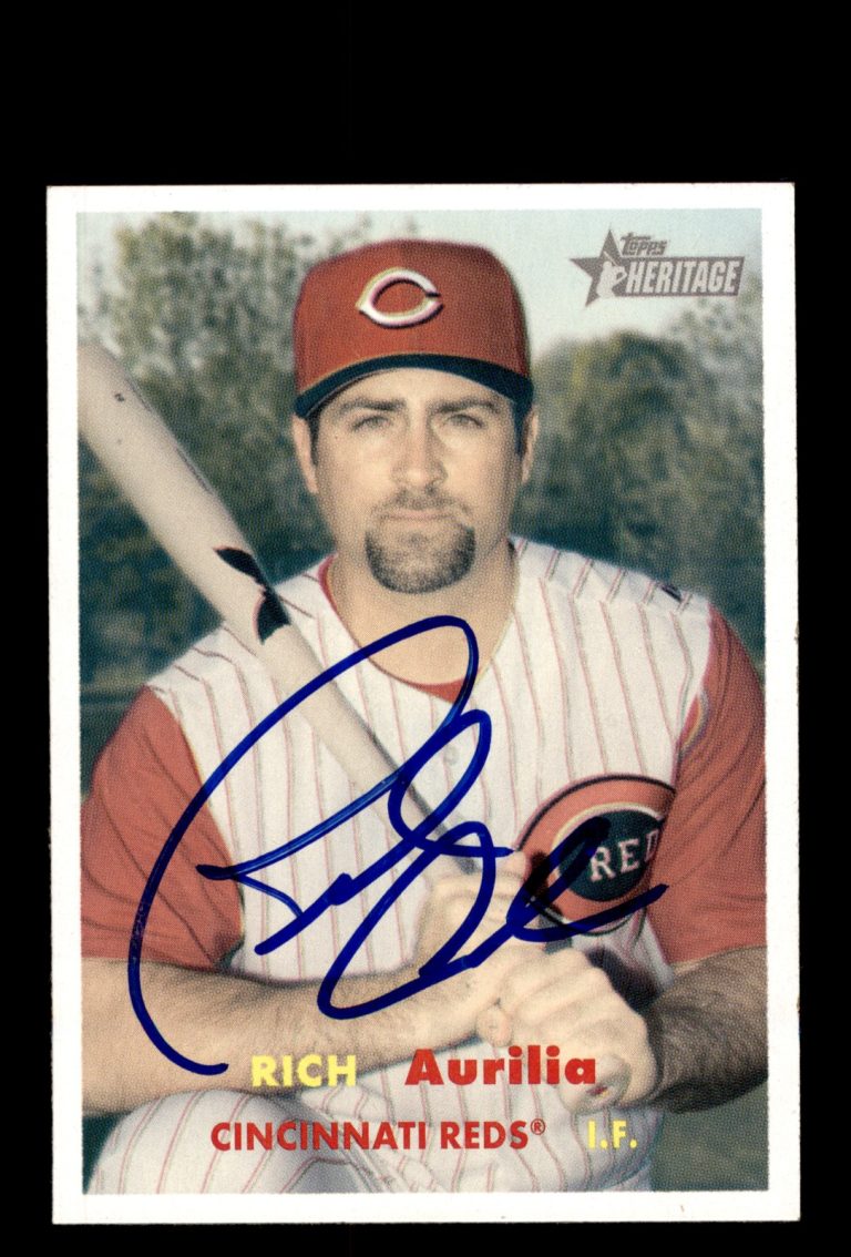 Signed Baseball Card Auto 2006 Topps Heritage #392 Rich Aurilia Cincinnati Reds