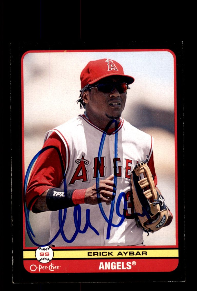 Signed Baseball Card Auto 2009 O-Pee-Chee #304 Erick Aybar Black Border