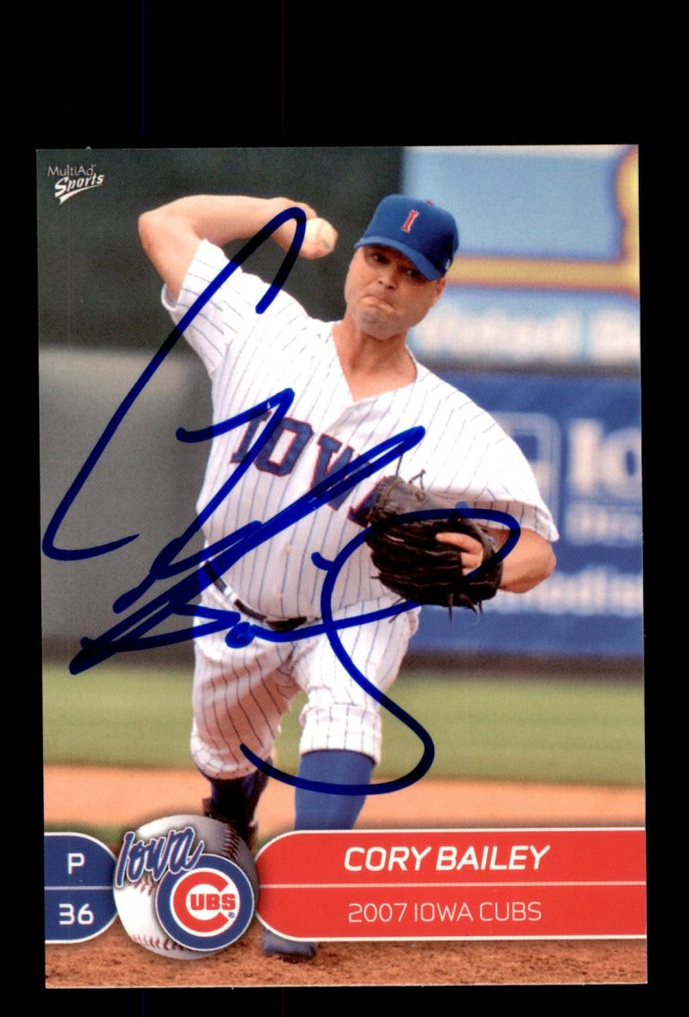 Signed Baseball Card Auto 2007 MultiAd Iowa Cubs #2 Cory Bailey MILB