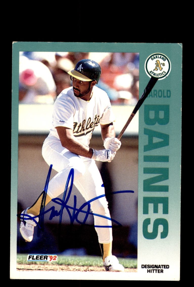 Signed Baseball Card Auto 1992 Fleer #249 Harold Baines Oakland Athletics HOF