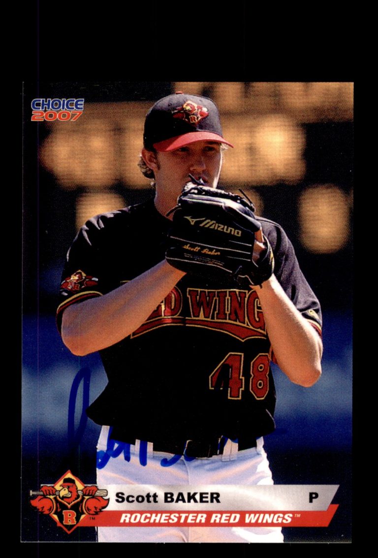 Signed Baseball Card Auto 2007 Choice Rochester Red Wings #1 Scott Baker