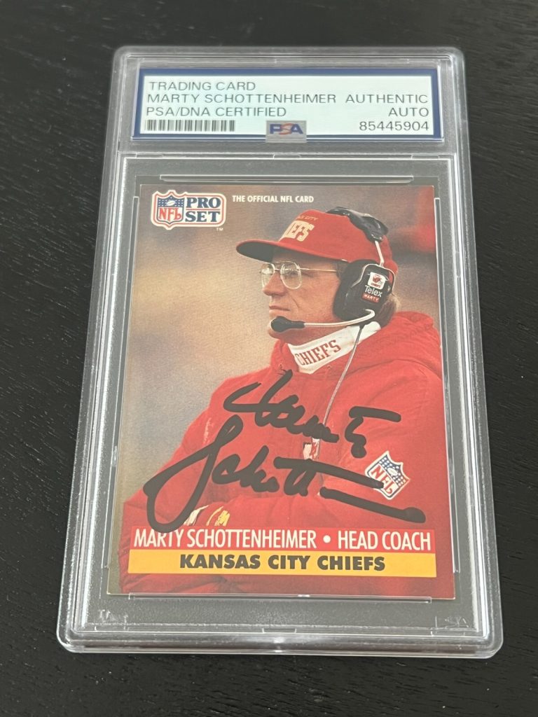 MARTY SCHOTTENHEIMER 1991 PRO SET SIGNED FOOTBALL CARD AUTO KC CHIEFS PSA/DNA