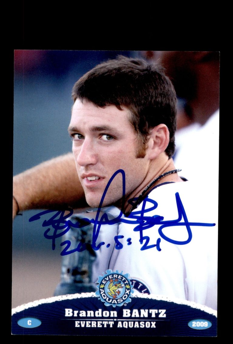 Signed Baseball Card Auto 2009 Grandstand Everett AquaSox Brandon Bantz