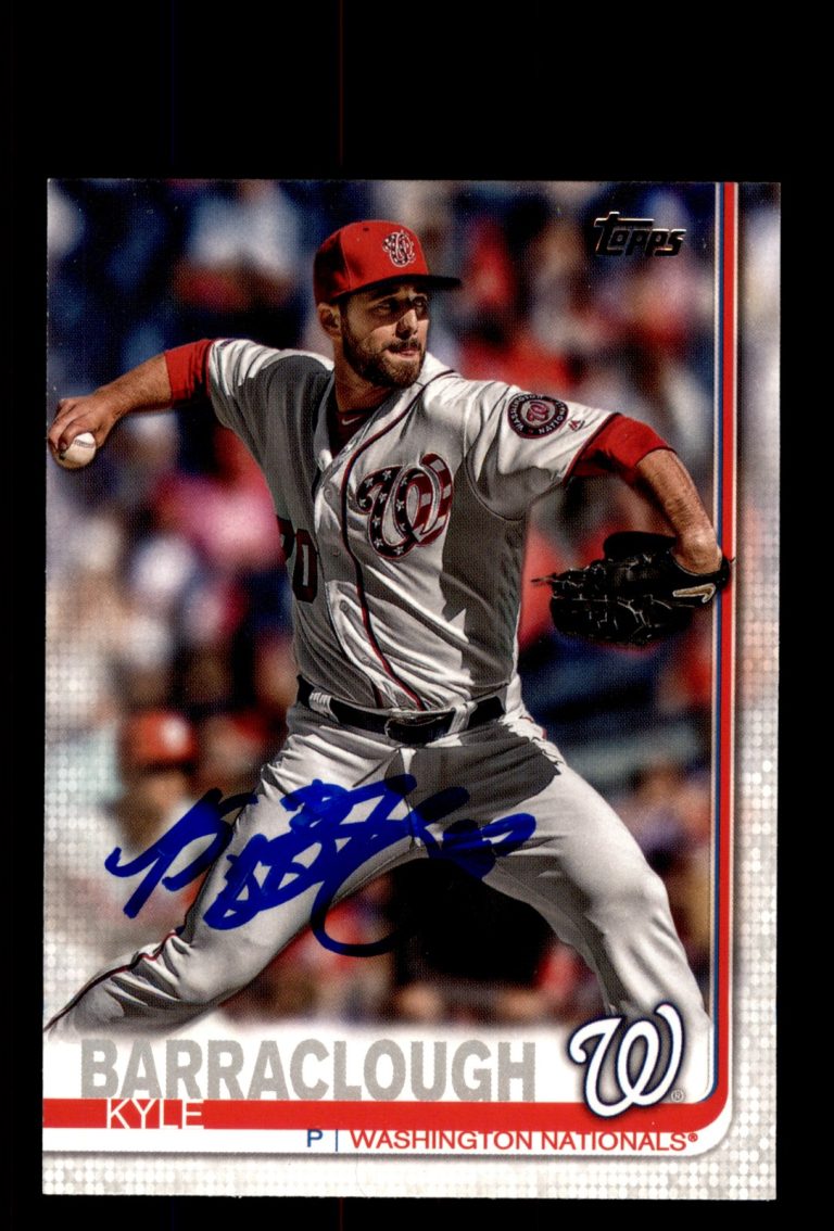 Signed Baseball Card Auto 2019 Topps #US60 Kyle Barraclough Washington Nationals