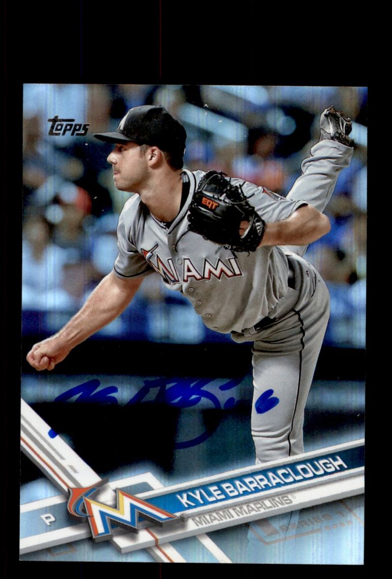 Signed Baseball Card Auto 2017 Topps #94 Kyle Barraclough Miami Marlins Foil
