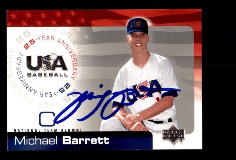 Signed Baseball Card Auto 2004 Upper Deck USA #USA-10 Michael Barrett