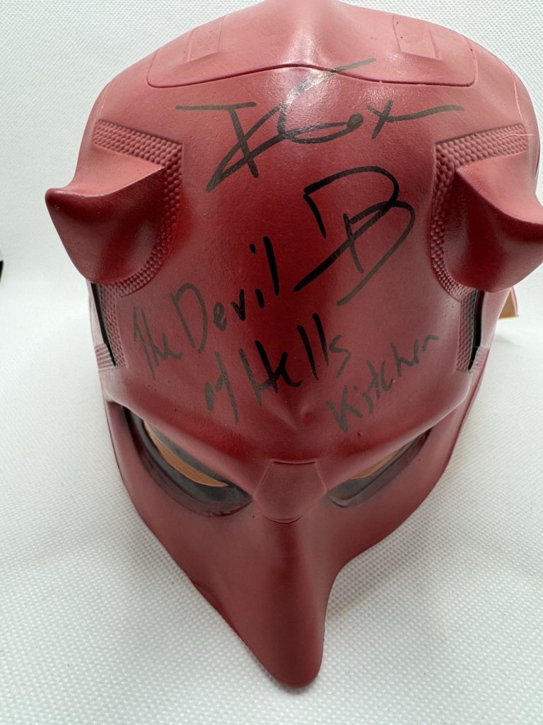 CHARLIE COX SIGNED MARVEL DAREDEVIL MASK INSCRIPTION AUTOGRAPHED OFFICIAL PIX