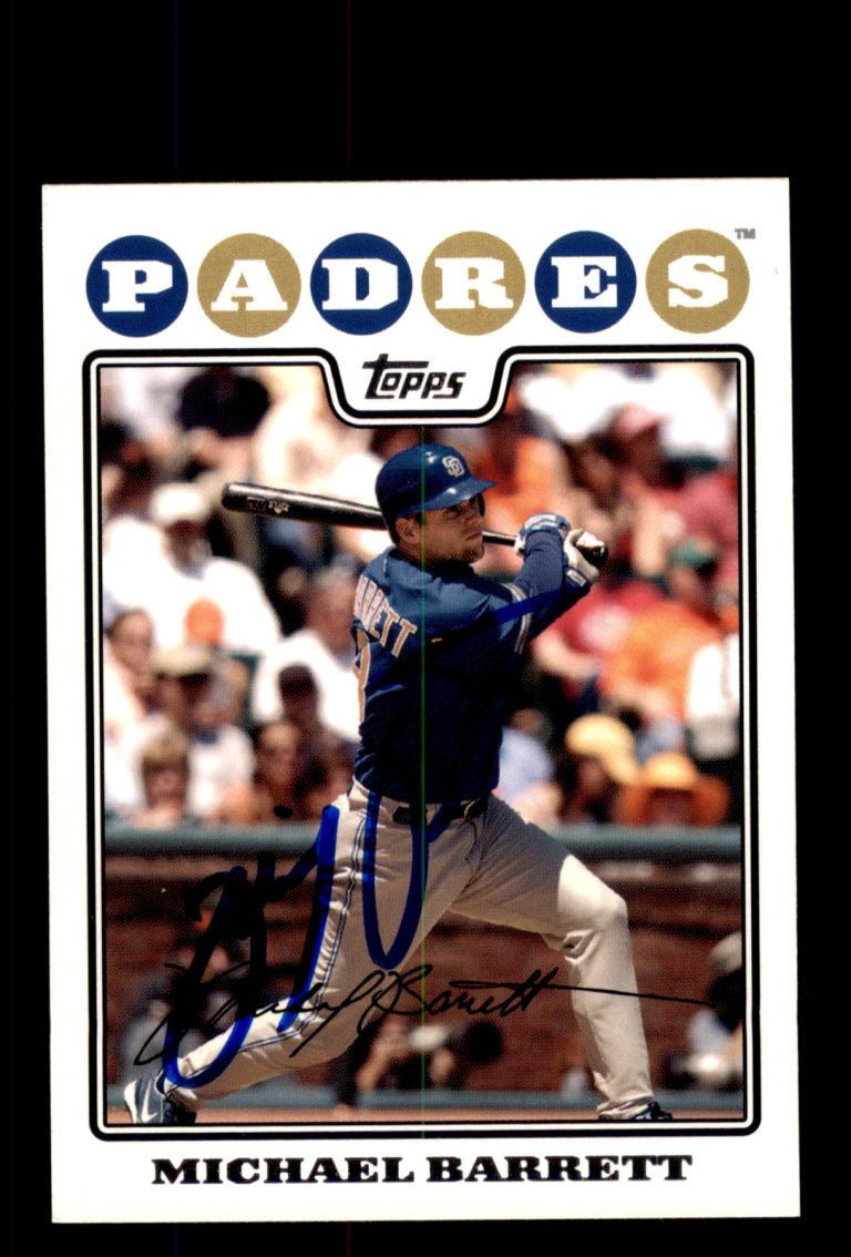 Signed Baseball Card Auto 2008 Topps #213 Michael Barrett San Diego Padres