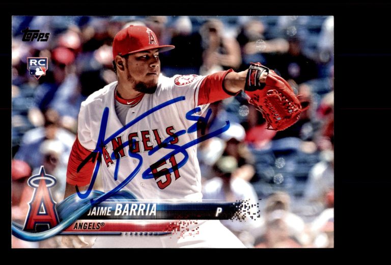 Signed Baseball Card Auto 2018 Topps Update #US154 Jaime Barria LA Angels
