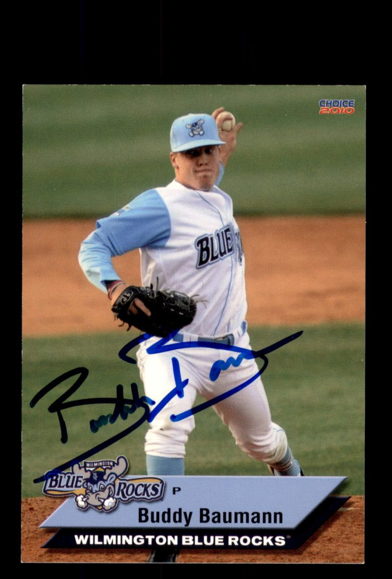 Signed Baseball Card Auto 2010 Choice Wilmington Blue Rocks #7 Buddy Baumann