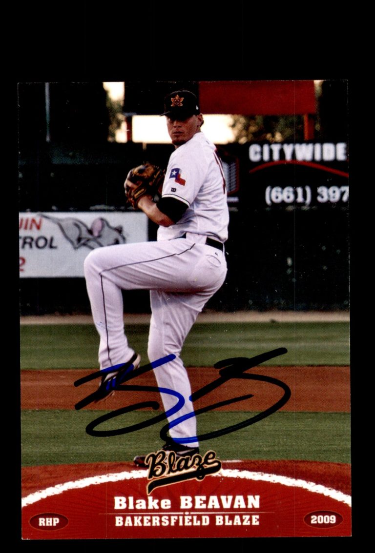 Signed Baseball Card Auto 2009 Grandstand Bakersfield Blaze Blake Beavan